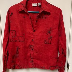 Chico’s size 0 red worn animal print